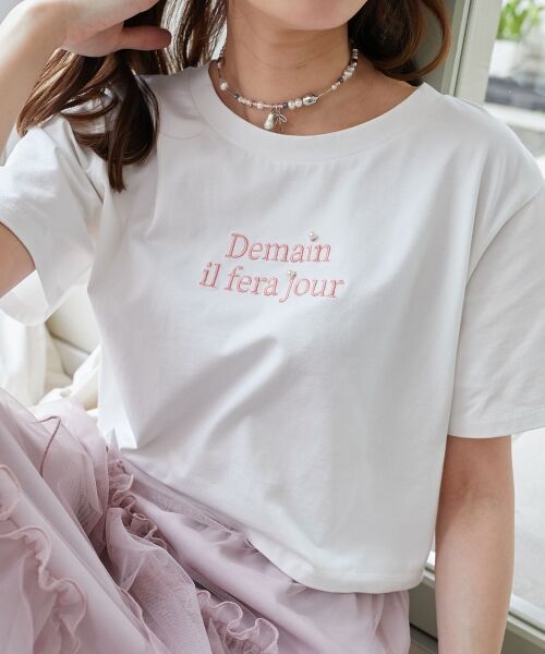 MAJESTIC LEGON / マジェスティックレゴン Tシャツ | パール付きクロップドロゴTシャツ | 詳細9