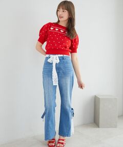 MAJESTIC LEGON / マジェスティックレゴン ニット・セーター | ハートジャカードパフスリーブニット