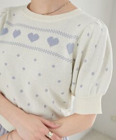 MAJESTIC LEGON / マジェスティックレゴン ニット・セーター | ハートジャカードパフスリーブニット