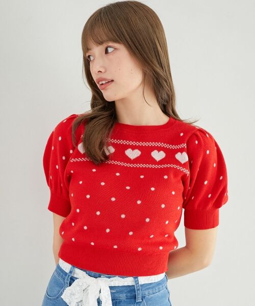 MAJESTIC LEGON / マジェスティックレゴン ニット・セーター | ハートジャカードパフスリーブニット | 詳細11