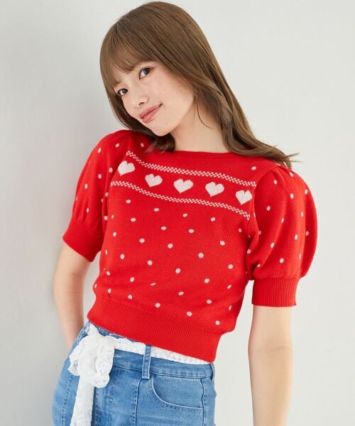 MAJESTIC LEGON / マジェスティックレゴン ニット・セーター | ハートジャカードパフスリーブニット | 詳細12