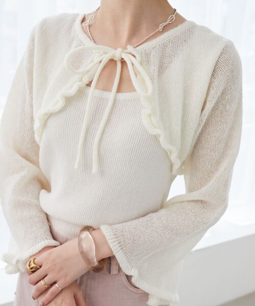 MAJESTIC LEGON/マジェスティックレゴン デコルテオープンメッシュニット アイボリー M MAJESTIC LEGON/マジェスティックレゴン デコルテオープンメッシュニット アイボリー M