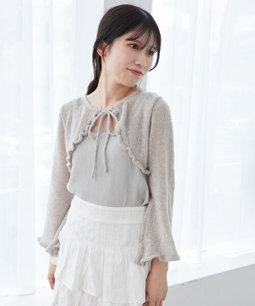 MAJESTIC LEGON/マジェスティックレゴン デコルテオープンメッシュニット グレー M MAJESTIC LEGON/マジェスティックレゴン デコルテオープンメッシュニット グレー M