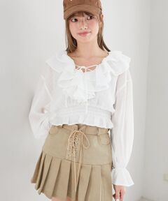 MAJESTIC LEGON / マジェスティックレゴン シャツ・ブラウス | フロントリボンシアーフリルブラウス