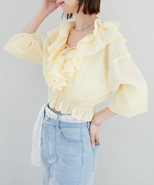 MAJESTIC LEGON / マジェスティックレゴン シャツ・ブラウス | フロントリボンシアーフリルブラウス | 詳細12
