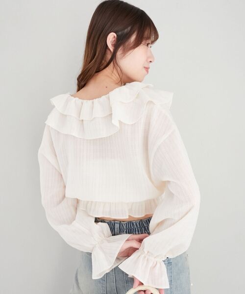 MAJESTIC LEGON / マジェスティックレゴン シャツ・ブラウス | フロントリボンシアーフリルブラウス | 詳細20
