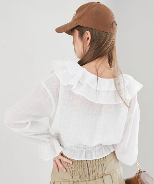 MAJESTIC LEGON / マジェスティックレゴン シャツ・ブラウス | フロントリボンシアーフリルブラウス | 詳細6