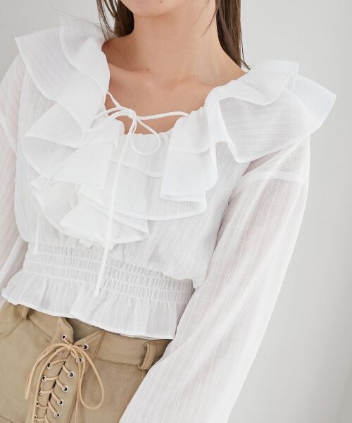 MAJESTIC LEGON / マジェスティックレゴン シャツ・ブラウス | フロントリボンシアーフリルブラウス | 詳細7