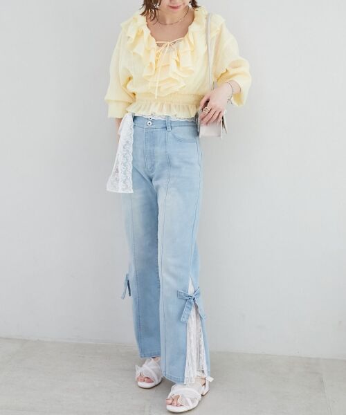 MAJESTIC LEGON / マジェスティックレゴン シャツ・ブラウス | フロントリボンシアーフリルブラウス | 詳細8