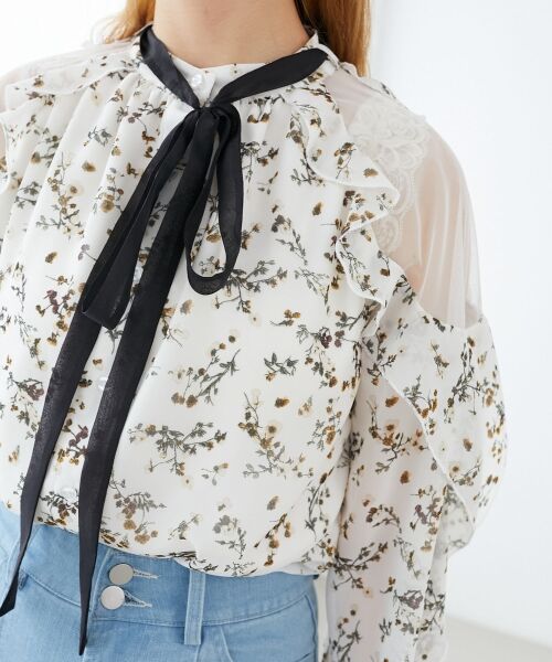 MAJESTIC LEGON / マジェスティックレゴン シャツ・ブラウス | リボン付きフリルブラウス | 詳細14