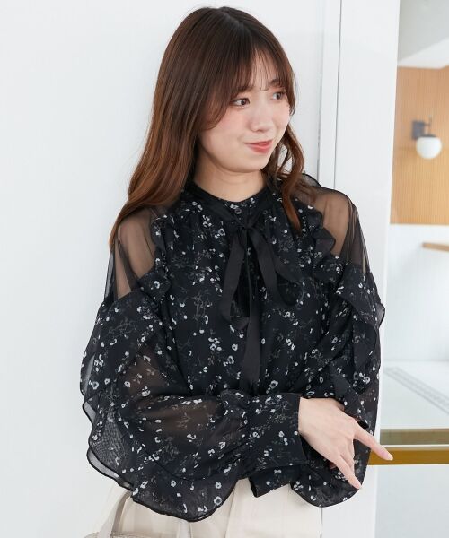 MAJESTIC LEGON / マジェスティックレゴン シャツ・ブラウス | リボン付きフリルブラウス | 詳細21