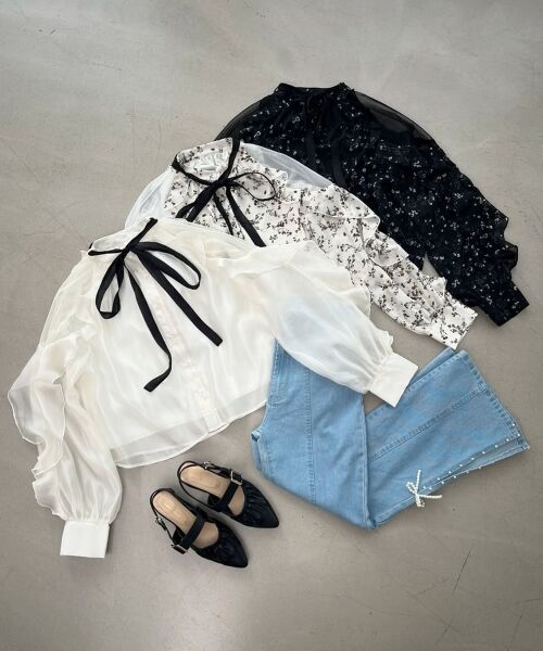 MAJESTIC LEGON / マジェスティックレゴン シャツ・ブラウス | リボン付きフリルブラウス | 詳細24