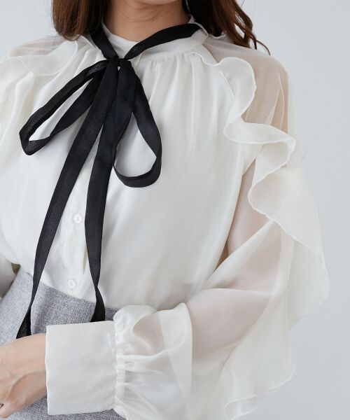 MAJESTIC LEGON / マジェスティックレゴン シャツ・ブラウス | リボン付きフリルブラウス | 詳細7
