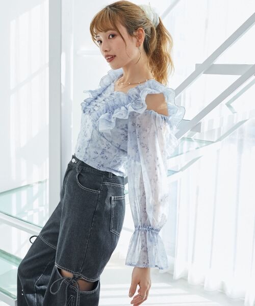 MAJESTIC LEGON / マジェスティックレゴン シャツ・ブラウス | オープンショルダーフリルブラウス | 詳細12