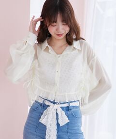 MAJESTIC LEGON / マジェスティックレゴン シャツ・ブラウス | インナー付きドロストシアーブラウス