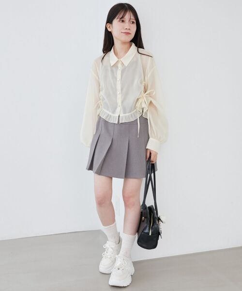 MAJESTIC LEGON / マジェスティックレゴン シャツ・ブラウス | インナー付きドロストシアーブラウス | 詳細1