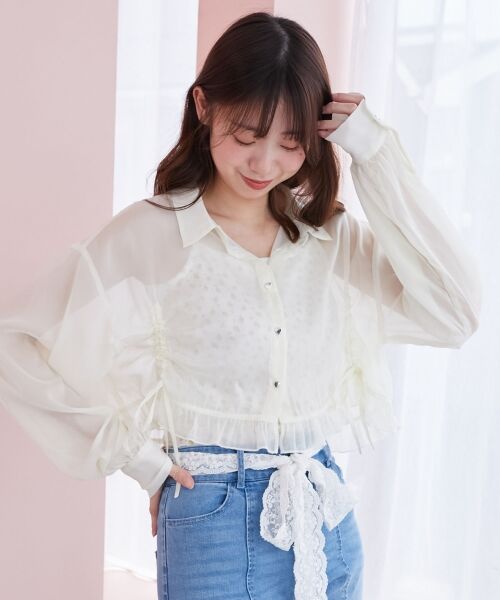 MAJESTIC LEGON / マジェスティックレゴン シャツ・ブラウス | インナー付きドロストシアーブラウス | 詳細12