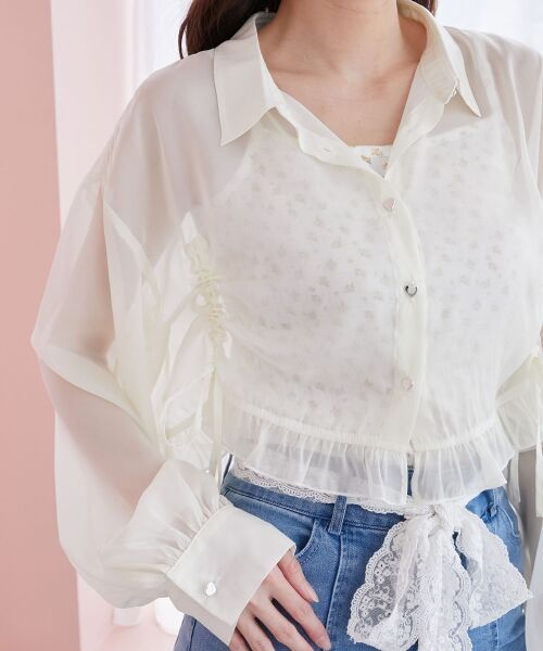 MAJESTIC LEGON / マジェスティックレゴン シャツ・ブラウス | インナー付きドロストシアーブラウス | 詳細14