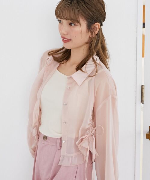 MAJESTIC LEGON / マジェスティックレゴン シャツ・ブラウス | インナー付きドロストシアーブラウス | 詳細19