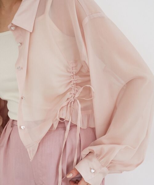 MAJESTIC LEGON / マジェスティックレゴン シャツ・ブラウス | インナー付きドロストシアーブラウス | 詳細21