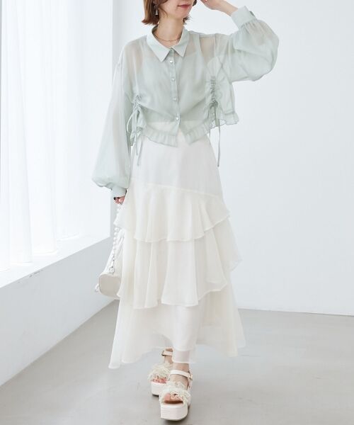 MAJESTIC LEGON / マジェスティックレゴン シャツ・ブラウス | インナー付きドロストシアーブラウス | 詳細22