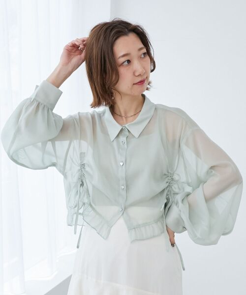 MAJESTIC LEGON / マジェスティックレゴン シャツ・ブラウス | インナー付きドロストシアーブラウス | 詳細25