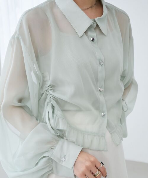 MAJESTIC LEGON / マジェスティックレゴン シャツ・ブラウス | インナー付きドロストシアーブラウス | 詳細28
