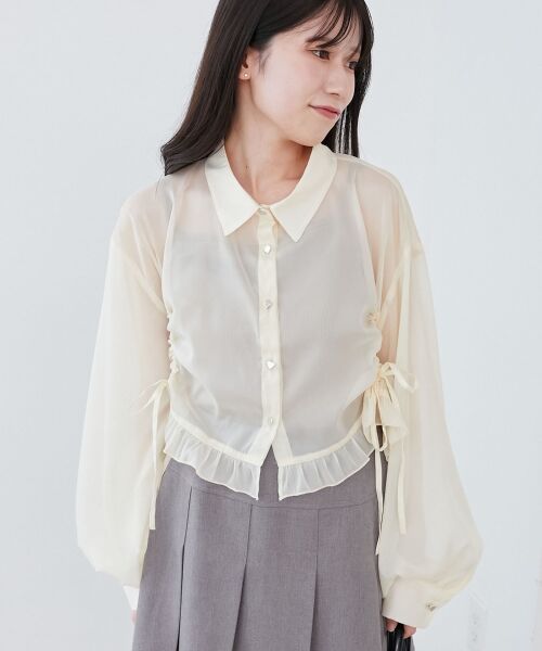 MAJESTIC LEGON / マジェスティックレゴン シャツ・ブラウス | インナー付きドロストシアーブラウス | 詳細4