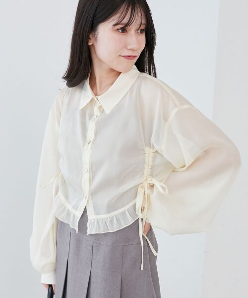 MAJESTIC LEGON / マジェスティックレゴン シャツ・ブラウス | インナー付きドロストシアーブラウス | 詳細5