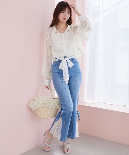 MAJESTIC LEGON / マジェスティックレゴン シャツ・ブラウス | インナー付きドロストシアーブラウス | 詳細8