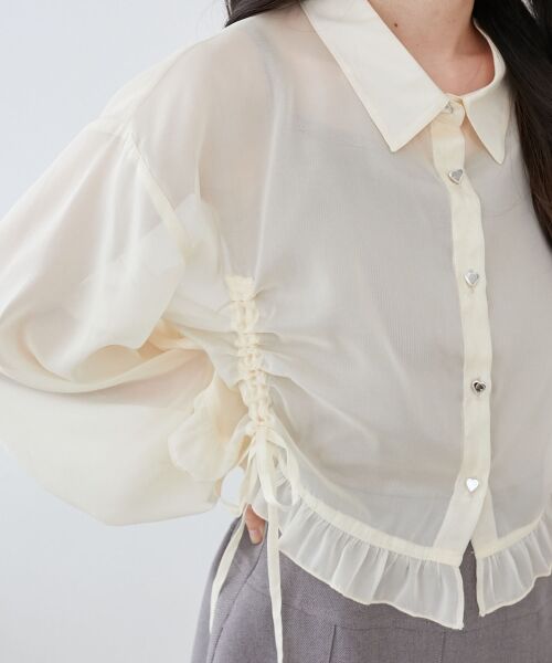 MAJESTIC LEGON/マジェスティックレゴン インナー付きドロストシアーブラウス アイボリー M MAJESTIC LEGON/マジェスティックレゴン インナー付きドロストシアーブラウス アイボリー M