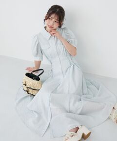 MAJESTIC LEGON / マジェスティックレゴン ロング・マキシ丈ワンピース | サイドレースアップシャツワンピース