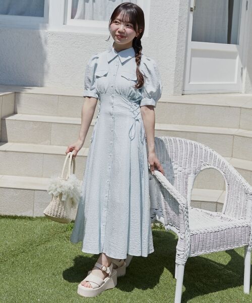 MAJESTIC LEGON / マジェスティックレゴン ロング・マキシ丈ワンピース | サイドレースアップシャツワンピース | 詳細12