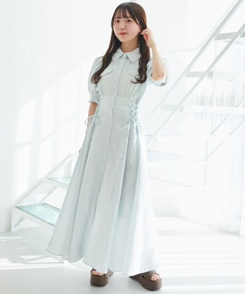 MAJESTIC LEGON / マジェスティックレゴン ロング・マキシ丈ワンピース | サイドレースアップシャツワンピース | 詳細13