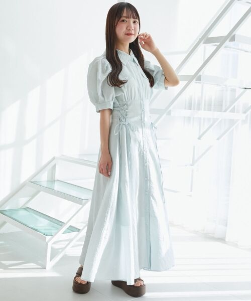 MAJESTIC LEGON / マジェスティックレゴン ロング・マキシ丈ワンピース | サイドレースアップシャツワンピース | 詳細14