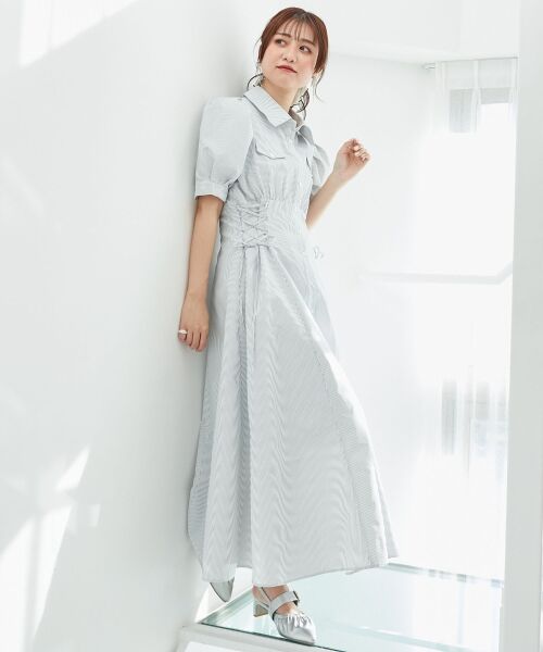 MAJESTIC LEGON / マジェスティックレゴン ロング・マキシ丈ワンピース | サイドレースアップシャツワンピース | 詳細2