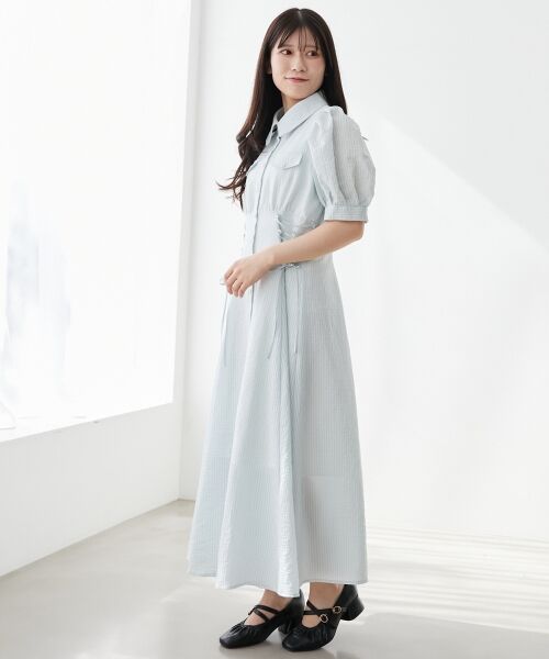 MAJESTIC LEGON / マジェスティックレゴン ロング・マキシ丈ワンピース | サイドレースアップシャツワンピース | 詳細21