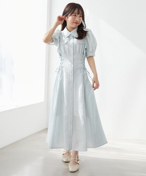 MAJESTIC LEGON / マジェスティックレゴン ロング・マキシ丈ワンピース | サイドレースアップシャツワンピース | 詳細23