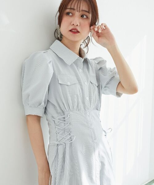 MAJESTIC LEGON / マジェスティックレゴン ロング・マキシ丈ワンピース | サイドレースアップシャツワンピース | 詳細5