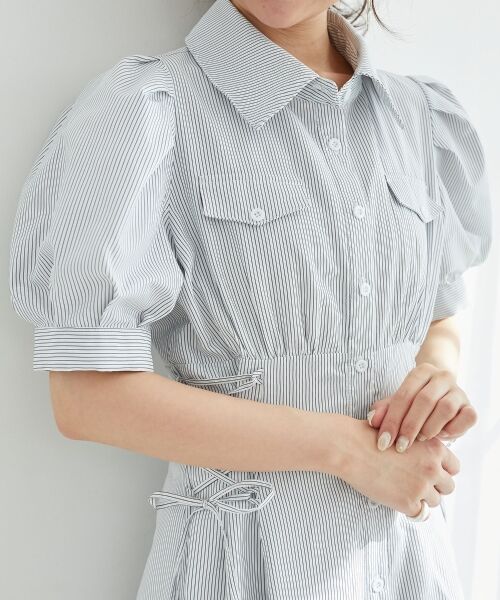 MAJESTIC LEGON / マジェスティックレゴン ロング・マキシ丈ワンピース | サイドレースアップシャツワンピース | 詳細7