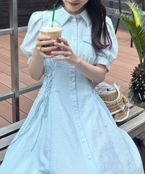 MAJESTIC LEGON / マジェスティックレゴン ロング・マキシ丈ワンピース | サイドレースアップシャツワンピース | 詳細8