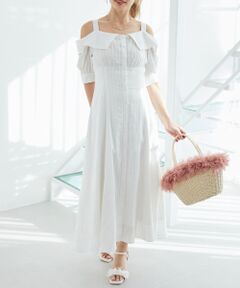 MAJESTIC LEGON / マジェスティックレゴン ロング・マキシ丈ワンピース | オフショルシャツワンピース