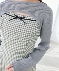 MAJESTIC LEGON / マジェスティックレゴン ミニ丈・ひざ丈ワンピース | リブニット×デコルテオープンワンピ