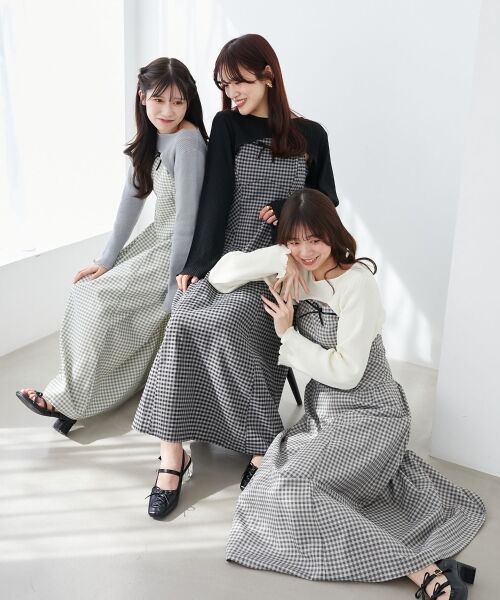 MAJESTIC LEGON / マジェスティックレゴン ミニ丈・ひざ丈ワンピース | リブニット×デコルテオープンワンピ | 詳細1