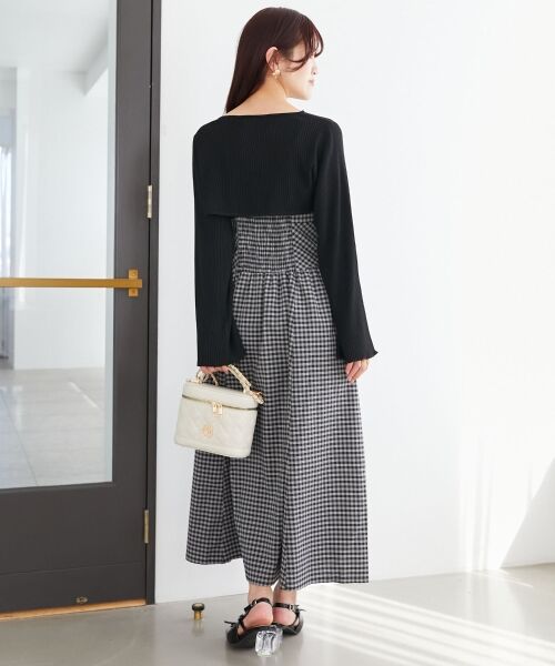 MAJESTIC LEGON / マジェスティックレゴン ミニ丈・ひざ丈ワンピース | リブニット×デコルテオープンワンピ | 詳細18