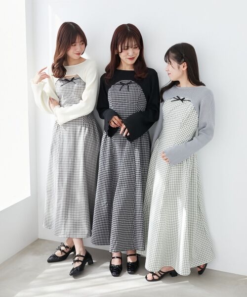 MAJESTIC LEGON / マジェスティックレゴン ミニ丈・ひざ丈ワンピース | リブニット×デコルテオープンワンピ | 詳細2