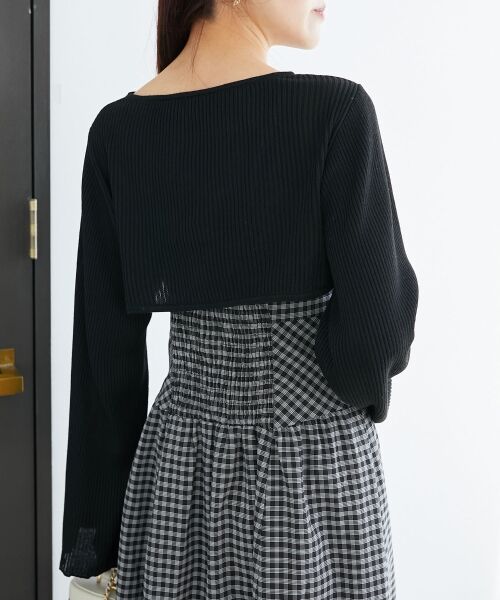 MAJESTIC LEGON / マジェスティックレゴン ミニ丈・ひざ丈ワンピース | リブニット×デコルテオープンワンピ | 詳細21