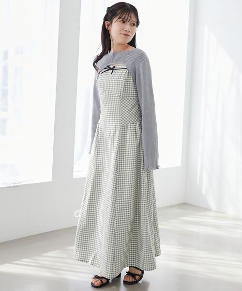 MAJESTIC LEGON / マジェスティックレゴン ミニ丈・ひざ丈ワンピース | リブニット×デコルテオープンワンピ | 詳細24