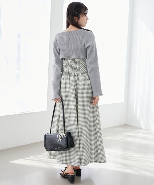 MAJESTIC LEGON / マジェスティックレゴン ミニ丈・ひざ丈ワンピース | リブニット×デコルテオープンワンピ | 詳細25