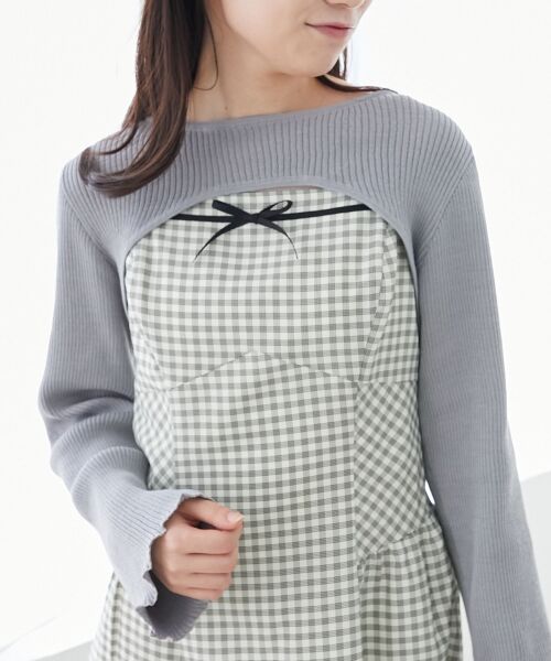 MAJESTIC LEGON / マジェスティックレゴン ミニ丈・ひざ丈ワンピース | リブニット×デコルテオープンワンピ | 詳細26